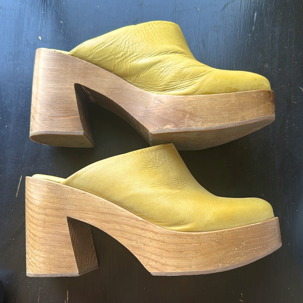 Free People Yellow Leather Clogs